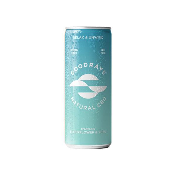 12 x Goodrays 30mg CBD Elderflower and Yuzu Seltzer 250ml - www.justgovape.co.uk