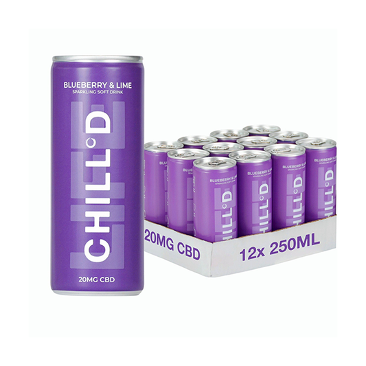 12 x CHILL°D 20mg CBD Sparkling 250ml Blueberry & Lime - www.justgovape.co.uk