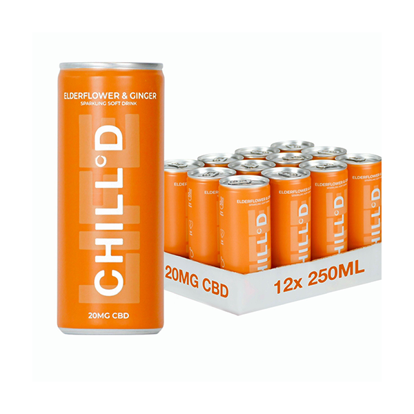 12 x CHILL°D 20mg CBD Sparkling 250ml Elderflower & Ginger - www.justgovape.co.uk