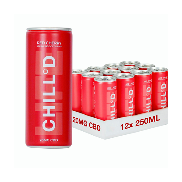 12 x CHILL°D 20mg CBD Sparkling Drink 250ml Red Cherry - www.justgovape.co.uk