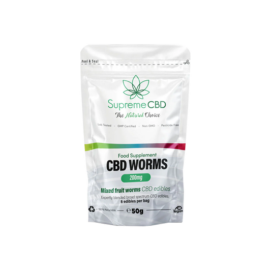 Supreme CBD 200mg CBD Gummy Worms Grab Bag - 50g - www.justgovape.co.uk