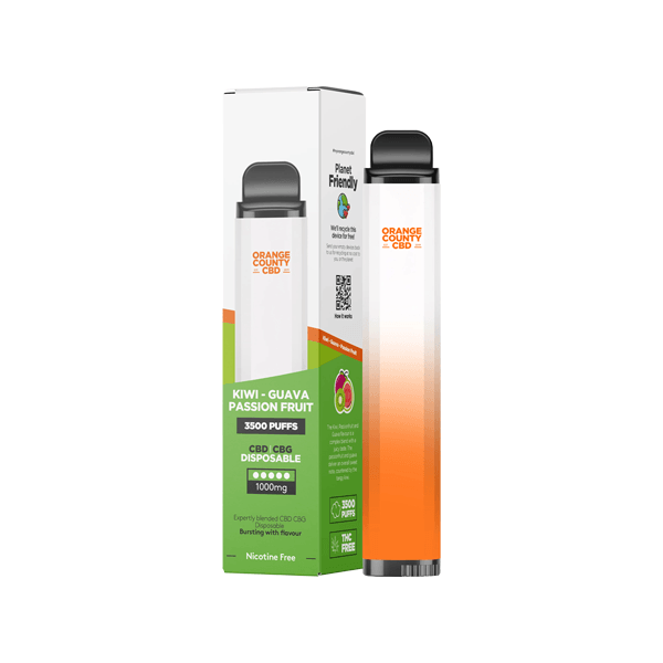 Orange County CBD 1000mg CBD & CBG Disposable Vape Device 3500 Puffs - www.justgovape.co.uk