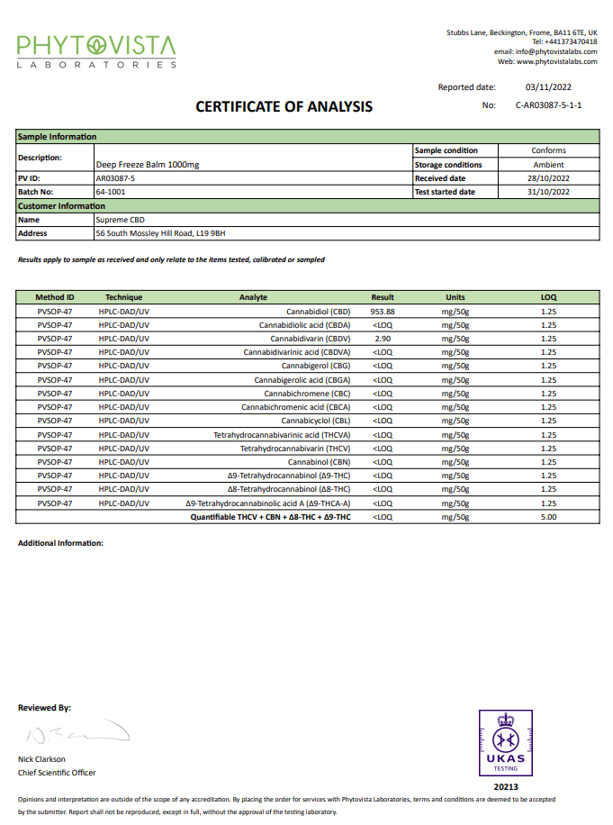 Supreme CBD 1000mg Board Spectrum CBD Deep Freeze Balm - 50ml - www.justgovape.co.uk