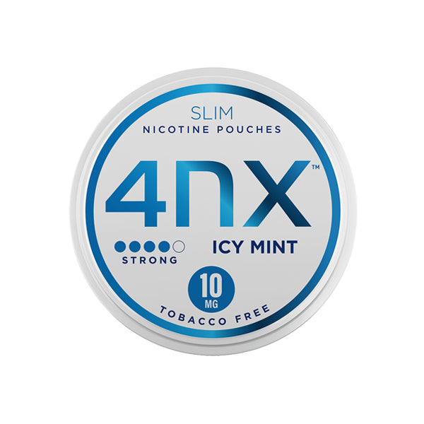 4NX 10mg Icy Mint Slim Nicotine Pouches 20 Pouches - www.justgovape.co.uk