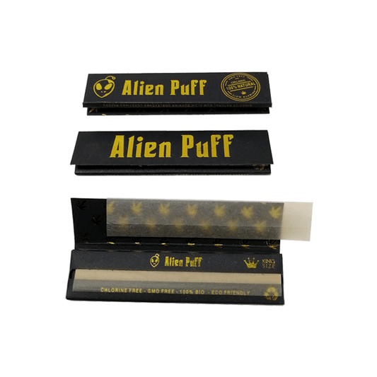 50 Alien Puff Black & Gold King Size Unbleached Brown Rolling Papers - www.justgovape.co.uk