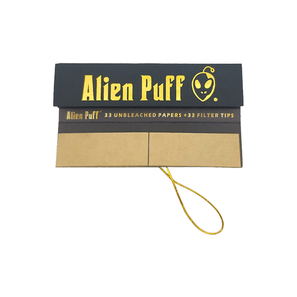 33 Alien Puff Black & Gold King Size Elastic Band Unbleached Papers + Filter Tips - www.justgovape.co.uk