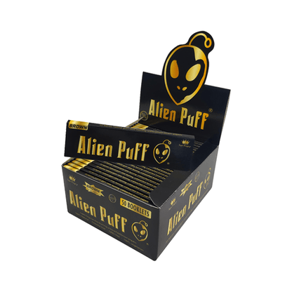 33 Alien Puff Black & Gold Super King Size Unbleached Brown Rolling Papers - www.justgovape.co.uk