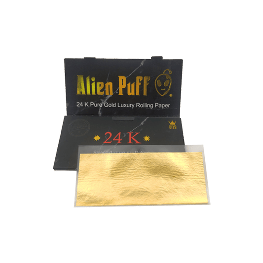 12 Alien Puff Black & Gold King Size 24K Gold Rolling Papers - www.justgovape.co.uk