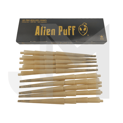 40 Alien Puff Black & Gold King Size Pre-Rolled 84mm Cones - www.justgovape.co.uk