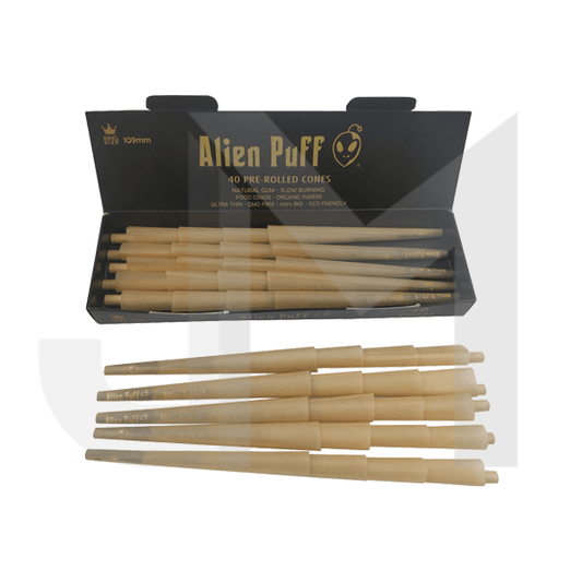 40 Alien Puff Black & Gold King Size Pre-Rolled 84mm Cones - www.justgovape.co.uk