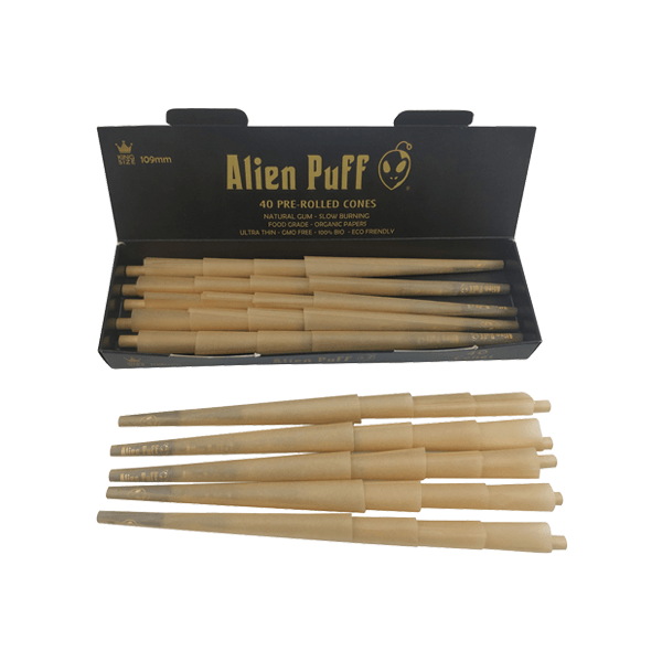 40 Alien Puff Black & Gold King Size Pre-Rolled 109mm Cones - www.justgovape.co.uk