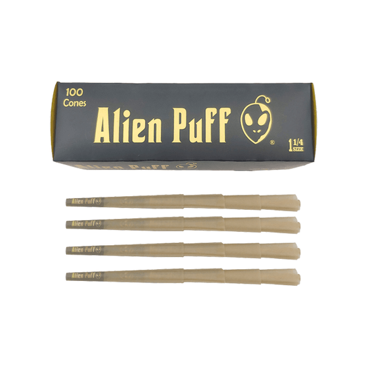 100 Alien Puff Black & Gold 1 1/4 Size Pre-Rolled Cones - www.justgovape.co.uk