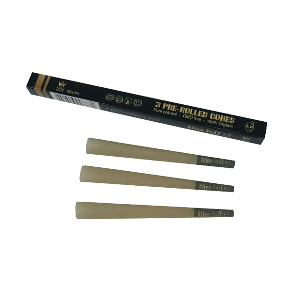 75 Alien Puff Black & Gold King Size Pre-Rolled Cones - www.justgovape.co.uk