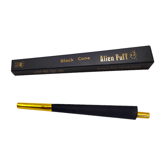 24 Alien Puff Black & Gold King Size Pre-Rolled Black Cones - www.justgovape.co.uk