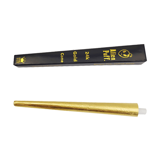 9 Alien Puff Black & Gold King Size Pre-Rolled 24K Gold Cones - www.justgovape.co.uk