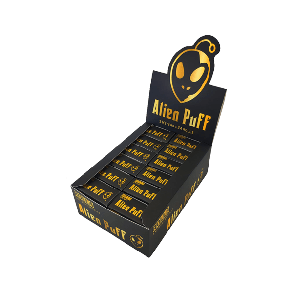 24 Alien Puff Black & Gold 5m Unbleached Brown Rolls - www.justgovape.co.uk