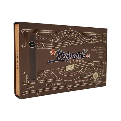 20mg Reymont Cigars 600 Disposable Gift Box 5 pack - 3000 Puffs - www.justgovape.co.uk