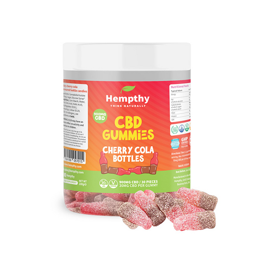 Hempthy 900mg CBD Cherry Cola Bottles - 30 Pieces - www.justgovape.co.uk