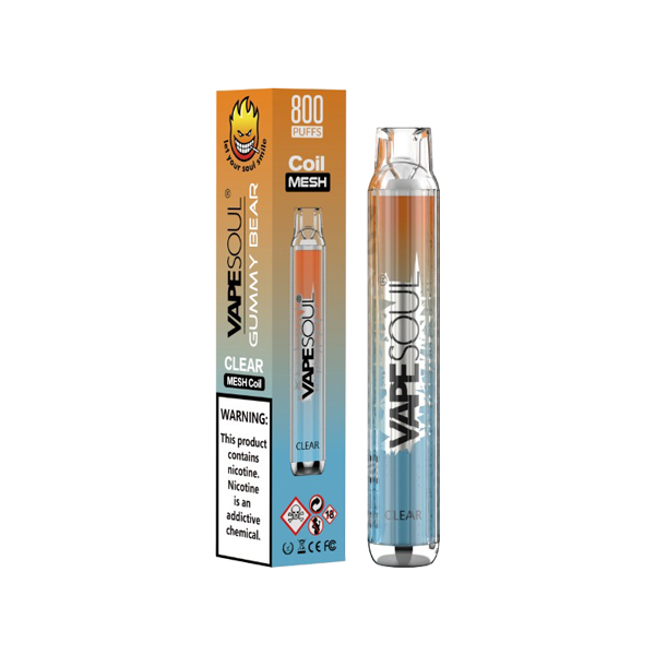 20mg VapeSoul Clear Disposable Vape Device 800 Puffs - www.justgovape.co.uk