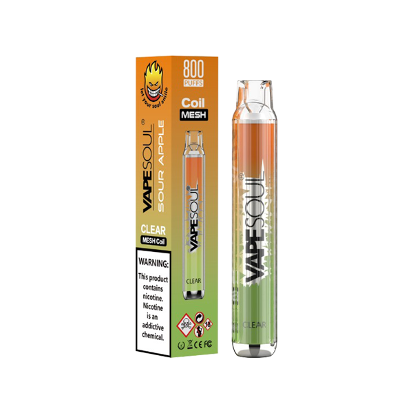 20mg VapeSoul Clear Disposable Vape Device 800 Puffs - www.justgovape.co.uk