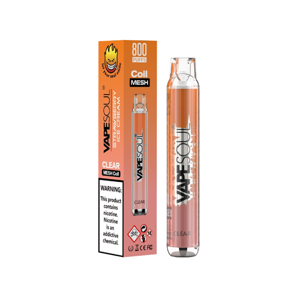 20mg VapeSoul Clear Disposable Vape Device 800 Puffs - www.justgovape.co.uk