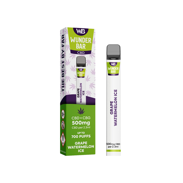 Wunderbar 500mg CBD + CBG Disposable Vape Device 700 Puffs - www.justgovape.co.uk