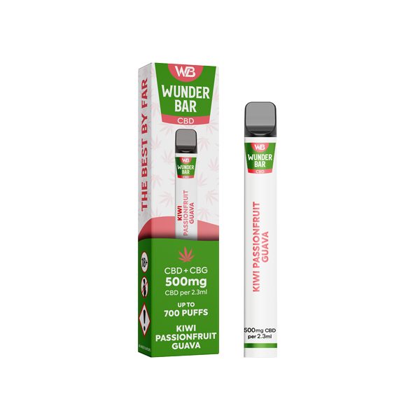 Wunderbar 500mg CBD + CBG Disposable Vape Device 700 Puffs - www.justgovape.co.uk