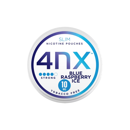 4NX 10mg Blue Raspberry Ice Slim Nicotine Pouches - 20 Pouches - www.justgovape.co.uk