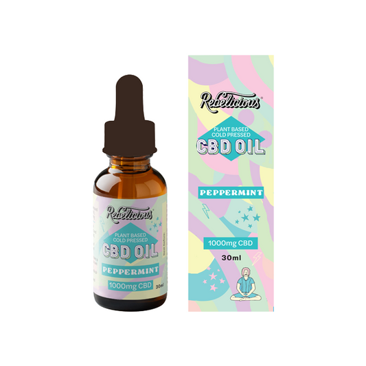 Rebelicious 1000mg Peppermint Plant Based Cold Pressed CBD Oil - 30ml - www.justgovape.co.uk