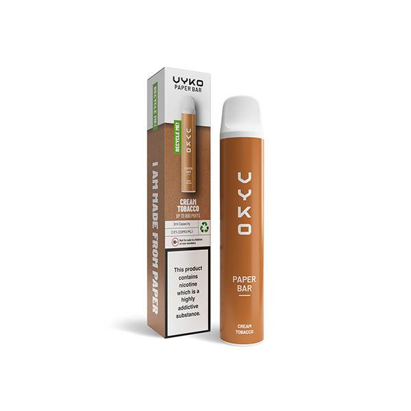 20mg VYKO (99% Plastic Free) Paper Bar Disposable Vape Device 800 Puffs - www.justgovape.co.uk