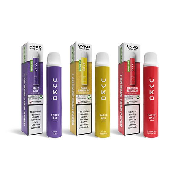 20mg VYKO (99% Plastic Free) Paper Bar Disposable Vape Device 800 Puffs - www.justgovape.co.uk