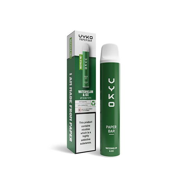 20mg VYKO (99% Plastic Free) Paper Bar Disposable Vape Device 800 Puffs - www.justgovape.co.uk