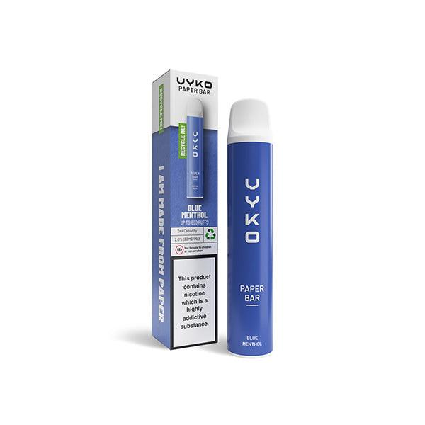 20mg VYKO (99% Plastic Free) Paper Bar Disposable Vape Device 800 Puffs - www.justgovape.co.uk