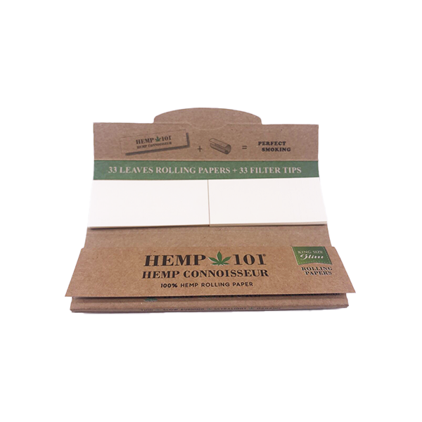 24 Hemp 101 Hemp Connoisseur King Size Slim Rolling Papres with Tips - www.justgovape.co.uk