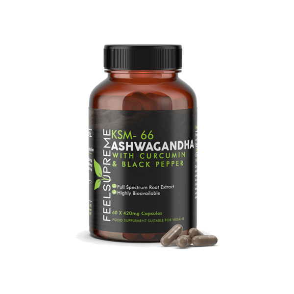 Feel Supreme 25200mg KSM66 Ashwagandha With Curcumin Capsules - 60 Caps - www.justgovape.co.uk