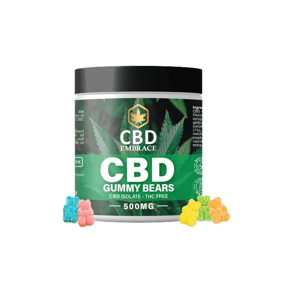 CBD Embrace 500mg CBD Isolate Gummy Bears - 40 Pieces - www.justgovape.co.uk