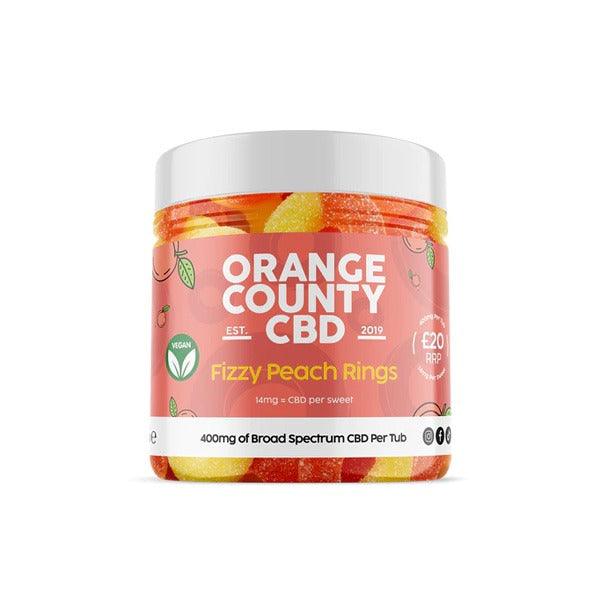 Orange County CBD 400mg CBD Fizzy Peach Rings - Small Tub - www.justgovape.co.uk