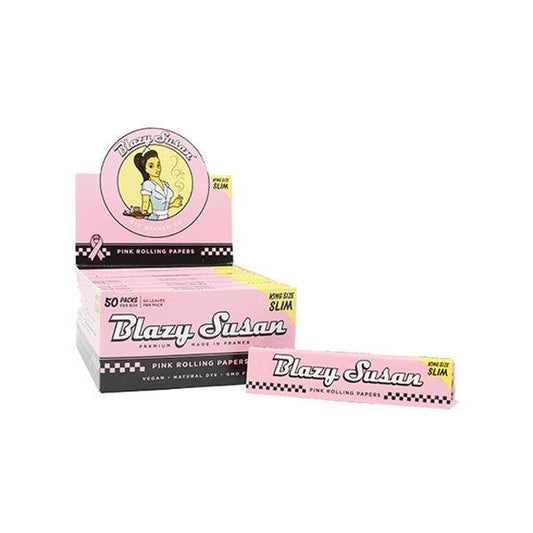 50 Blazy Susan Pink King Size Rolling Papers - www.justgovape.co.uk