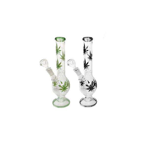 3 x 12" Leaf Design Glass Bong - GB45-GB46-GB47 - www.justgovape.co.uk