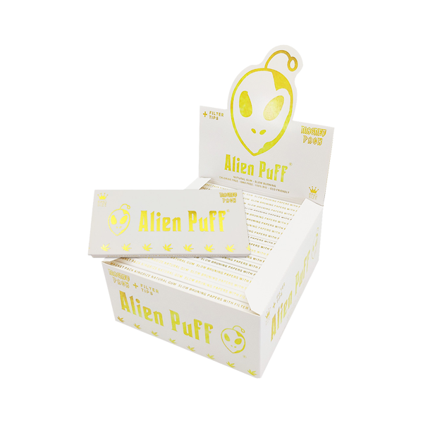 33 Alien Puff White & Gold King Size Unbleached Brown Rolling Papers ( HP109 ) - www.justgovape.co.uk