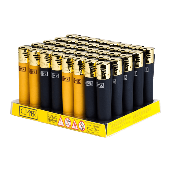 40 Clipper CK11RH Classic Large Electronic Black & Gold Lighters - CK2C000UKH - www.justgovape.co.uk