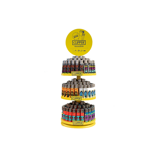 Clipper 3 Tier Display Carousel - 144 + 48 Mixed Design Lighters - CL3H137UKH - www.justgovape.co.uk