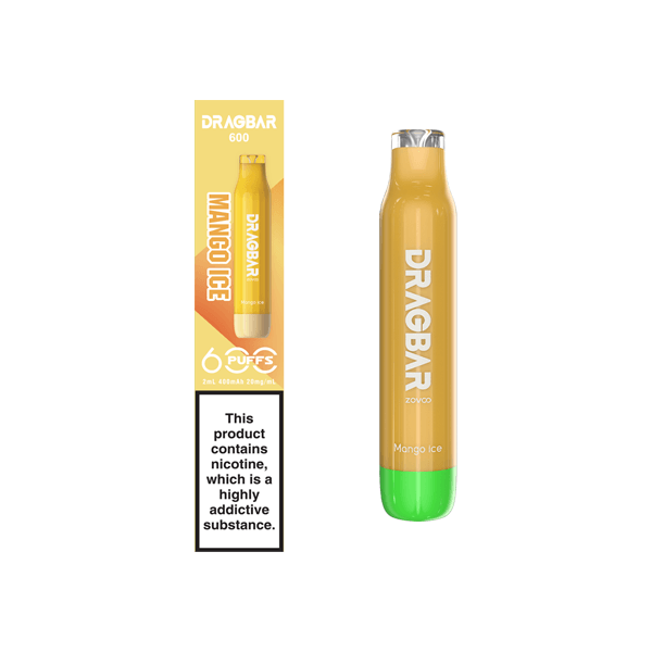 20mg Zovoo Dragbar 600 Disposable Vape Device 600 Puffs - www.justgovape.co.uk