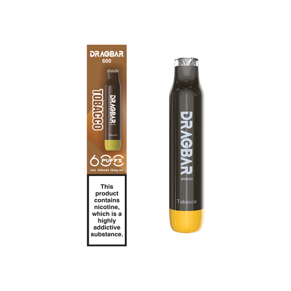 20mg Zovoo Dragbar 600 Disposable Vape Device 600 Puffs - www.justgovape.co.uk