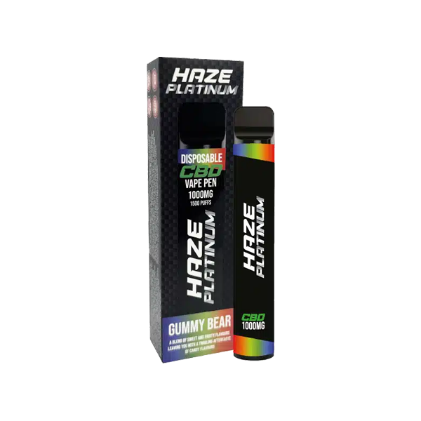 Haze Platinum 1000mg CBD Disposable Vape Device 1500 Puffs - www.justgovape.co.uk