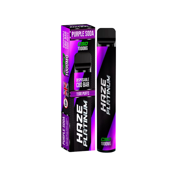 Haze Platinum 1000mg CBD Disposable Vape Device 1500 Puffs - www.justgovape.co.uk