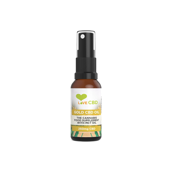 Love CBD 250mg Gold CBD Oil Spray - 20ml - www.justgovape.co.uk