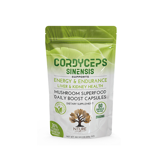 NTURE 2000mg  Cordyceps Sinensis Mushroom Capsules - 60 Caps - www.justgovape.co.uk