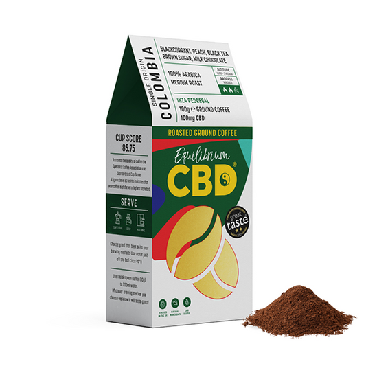 Equilibrium CBD 100mg Full Spectrum Ground Coffee Beans - 100g (BUY 2 GET 1 FREE) - www.justgovape.co.uk