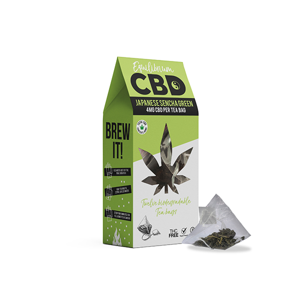 Equilibrium CBD 48mg Full Spectrum Japanese Sencha Tea Bags Box of 12 (BUY 2 GET 1 FREE) - www.justgovape.co.uk